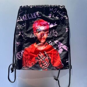 Lil Peep black and pink cotton drawstring bag #goth #punk